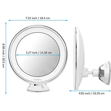 deweisn Specchio per Trucco con Ventosa -Montaggio a Parete, Ingrandimento 10X Specchio da Bagno LED Illuminato Portatile Rotazione 360 ° per Viaggio, Cosmetici e Rasatura, Batterie e USB