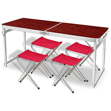 WNN-URG Pieghevole Tavolo e 4 sedie, for Campeggio Tabella di Picnic Esterna Buffet Wedding Cucina Colazione Bar Set Market Garden Partito dell'automobile al Coperto URG (Color : Red)