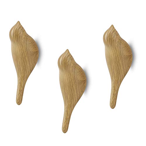 Ganci Appendiabiti,Appendiabiti A Parete Uccello Ganci Decorazione Soggiorno Appendino Cappotti Appesi,Cappello,Sciarpe Venatura del Legno(3 Pezzi)