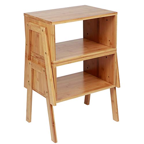 Comodino 2pcs Tavolo da Comodino in bambù Impilabile Stand Notturno Armadio per La Decorazione della Camera da Letto