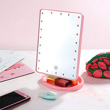 Specchio per Il Trucco 22 LED Light Vanity Makeup Mirror Specchio da Tavolo Luminoso Specchio Luminoso Rotante A 360 ° Rosaper Toeletta