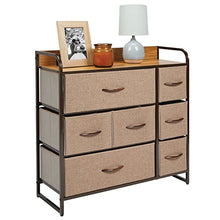 mDesign Elegante cassettiera con 2 cassetti grandi, 2 medi e 3 piccoli – Capiente canterano ideale per qualunque stanza della casa – Comò in metallo, legno MDF e tessuto – marrone chiaro