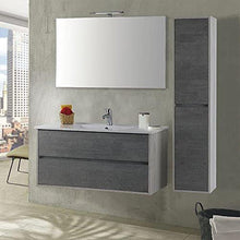 mazzoni Mobile da Bagno Sospeso 100cm Colonna P18cm Maiorca Plus Bianco Cemento