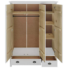 FAMIROSA Armadio a 3 Ante Hill Range Bianco 127x50x170 cm Legno di Pino Bianco