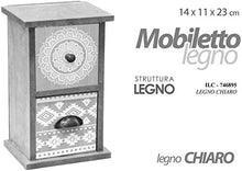 GICOS IMPORT EXPORT SRL Mobiletto cassettiera Porta gioie in Legno Chiaro Decoro Indian 2 cassetti 14 * 11 * 23 cm ILC-746895