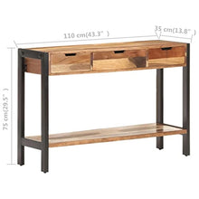 vidaXL Credenza 110x35x75 cm in Legno Massello e Finitura in Sheesham