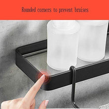Great Coat Ganci, Bagno Scaffale, 1-strato di alluminio nero Mensola in vetro specchio del bagno anteriore mensola portasciugamani bagno Mensola supporto di vetro Bagno Mensola (Dimensioni: 25cm) Tien