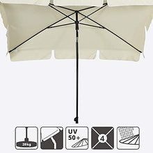 BAKAJI Ombrellone da Giardino Palo Centrale 200 x 125 cm Palo 32mm 4 Stecche Struttura Acciaio Inclinazione Regolabile Arredamento Esterno Gazebo Piscina Giardino Terrazzo Ambienti Esterni Beige