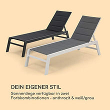 Blumfeldt Renazzo Lounge - Lettino Prendisole, Lettino da Giardino, Superficie: 186 x 56 cm, Schienale Regolabile in 6 Livelli, Superficie Imbottita Idrorepellente, ComfortMesh, Bianco/Grigio