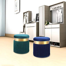 lovehouse Tondo Velluto Pouf Contenitore,Imbottita Poggiapiedi Pouf Imbottito Cuscino Sgabello,Toilette Sgabello per Camera da Letto Soggiorno Spogliatoio Grigio 40x40x44cm