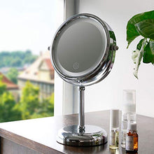 CENPEN Specchio da Toilette con Le luci, LED Illuminato Bagno Trucco Specchio con ingrandimento 5X, Batteria o USB autoalimentato, Double Sided Rotonda controsoffitto Specchio