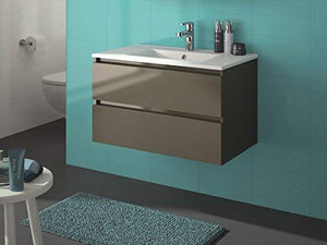 Allibert - Set di mobili da bagno premontati, grigio lucido, con sistema Softclose e lavabo 80 cm