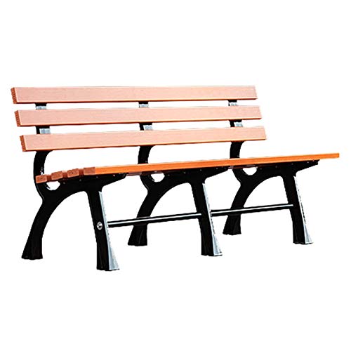 Panchina da Giardino Vintage All'aperto, 120 Cm / 150 Cm, Panca per Patio in Legno di Plastica per 3 Persone con Schienale E Bracciolo, Struttura in Ghisa Robusta E Durevole