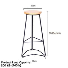 LWW Sgabelli, Sgabelli Retro Sedia da pranzo in legno Designer Kitchen Bar bar di design sgabello in stile industriale,Seatheight45cm