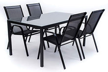 AVANTI TRENDSTORE - Sedico - Tavolo da Giardino, in Metallo Nero con Superficie in Vetro Grigio. Disponibile in 2 Diverse Misure. (Lap 150x72x90 cm)