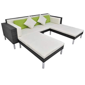 FAMIROSA Set Divani da Giardino 4 pz con Cuscini in Polyrattan Nero-2944