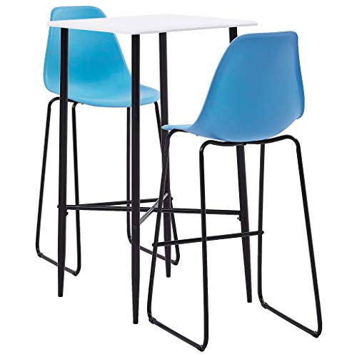 UnfadeMemory Set da Bar Set di mobili per Cucina, Mobili da Bar Tavolo 3 pz in Plastica Blu