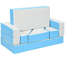DREAMADE Divano Letto per Bambini Blocchi da Costruzione per Bambini Come Divano Letto, 141 x 94 x 12cm (Azzurro)