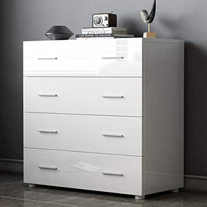 Comodino Cassaforte e stabile di grande capacità Design moderno Pannello truciolare Cassettiera a 4 cassetti Robusta caffetteria per hotel da ufficio(white)