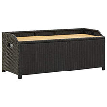BIGTO - Panca portaoggetti da giardino, in polyrattan, colore: nero, 120 x 50 x 50 cm