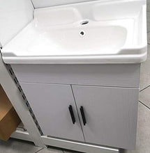 GT-LUX Mobile Bagno Lavanderia 45 CM X450P Legno Bianco Rubinetto LAVABO 2 SPORTELLI