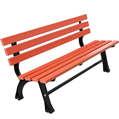 Panchina per Terrazza Parco Panchina per Tempo Libero Esterno, Panca da Giardino Resistente alle Intemperie con Telaio Fusione Alluminio e Legno Plastica Anticorrosiva, 2-3 Posti Panchina Decorativa