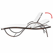 Festnight 3 pz Set Lettino Prendisole Schienale Reclinabile con Braccioli e Tavolino da Giardino Esterno in Rattan Marrone,Sedia a Sdraio da Giardino in Rattan Reclinabile con Braccioli e Tavolino