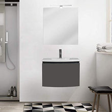 OrionShop Mobile Bagno Sospeso KAHINA da 60cm Grigio Opaco con Lavabo Specchio e Lampada LED Inclusi