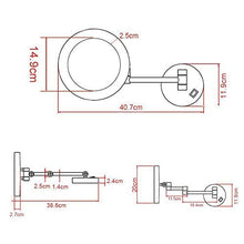 LZNAN - Specchio da trucco da parete con illuminazione a LED e ingrandimento, cromato lucido, plug in, di alta qualità