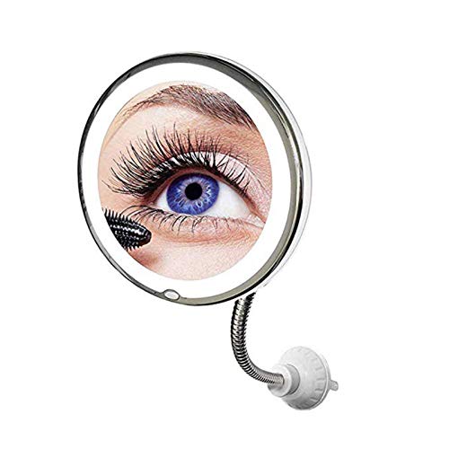 Specchio per Il Trucco Ingranditore 10X con Luci, Rotazione di 360 Gradi, Potente Ventosa, Aspirazione Bloccabile Portatile Ad Alta Definizione per Bagno da Tavolo Domestico