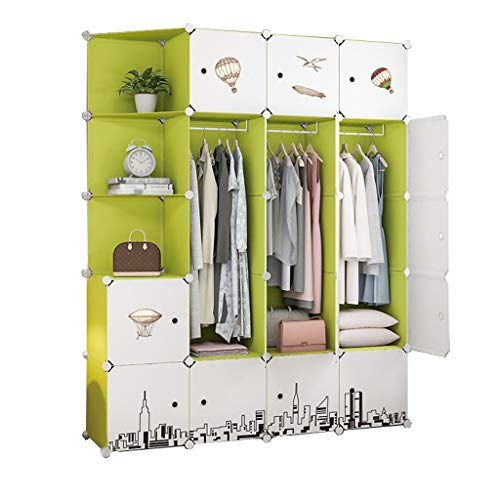 Locker Robusto Armadio Armadio Hanging Rimovibili di Plastica Withdoor Divide-Grid Angolo Scaffali Abbigliamento Home Camera Verde MUMUJIN (Size : 147X47X183CM)