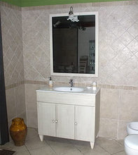 Mobile Bagno a Terra Ines decapè cm 90 con Specchio, Applique e lavabo