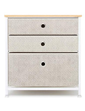 Suhu Comodino Camera da Letto Metallo con 3 Cassetto Comodini Piccolo Design Mini Cassettiera Basso Quadrato Tavolino da Salotto Moderno Soggiorno Cameretta in Legno+Acciaio Bianco+Beige