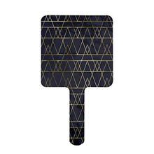 Specchio a mano, moderno, stile deco oro e marmo geometrico montagne quadrato palmare specchio con maniglia per trucco casa salone viaggio uso 9 cm L x 16 cm L