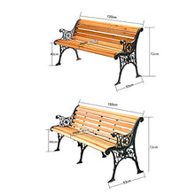 Panca per terrazza da giardino 3 posti da esterno, Sedile a doghe resistente alle intemperie con schienale e braccioli, Panchina in legno massello con struttura in ghisa per mobili da esterno