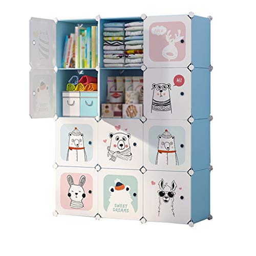 Locker 12-Gitter Armadio Armadio Rimovibili di Plastica Withdoor Scaffali Abbigliamento Home Camera Blu 111X37X147CM MUMUJIN