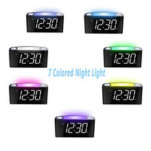 Sveglia da Comodino con Luci Notturne,7” Pollici Schermo LED Luminosità e Dimmer, 2 Porta Caricatore USB,Grande Snooze,Batteria-Backup,Sveglia Forte per Ufficio,Scrivania,Traversine Pesanti,Bambini