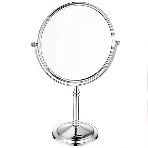 specchio trucco,specchio trucco,Specchio cosmetico bifacciale da tavolo 3x da 6 pollici, specchio ingranditore da bagno in stile europeo-argento