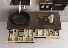 Dafne Italian Design Mobile Bagno Moderno con lavabo a Terra – Castagno Naturale Levigato – Gres porcellanato Amber Spatolato