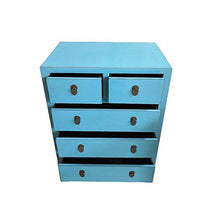ETNIC ART Etnicart - Cassettiera celeste con 6 cassetti-70x96x47-Mobile in legno per ingresso soggiorno cucina bagno e camera