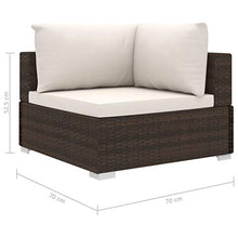 vidaXL Set Divani da Giardino 8 pz con Cuscini Foderati Lavabili Modulare Leggero Elegante Arredi da Esterno in Polyrattan Marrone Telaio in Acciaio