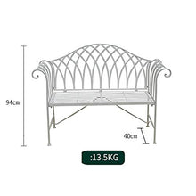 Panca da giardino per terrazza metallo da esterno , Panca lounge balcone con schienale e braccioli, Sedia per portico da cortile con struttura in ghisa, Mobili da giardino resistenti alle intemperie