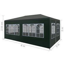Tidyard Gazebo da Giardino, 3 x 6 m, 4 Pareti Laterali/1 Porta con Chiusura Lampo/Staffe di Acciaio/PE/Pieghevole/Impermeabile, Verde