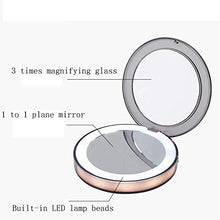 Specchio Per Il Trucco Specchi Portatili Specchio Per Il Trucco Da Viaggio Illuminato A Led Ingrandimento 1X / 3X - Specchio Per Il Trucco Portatile Compatto Con Luce Diurna Con Luci Per Comò Da Bagno