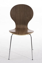 CLP Set 4 Sedie Impilabili Diego in Legno Robusto I Sedia Attesa Telaio in Metallo I Sedia Ergonomica Conferenza Design, Colore:Noce
