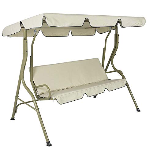 zcyg Copertura di Ricambio Dondolo da Giardino Copertura da Parasole Altalena, Doppia Giardino Outdoor Garden Impermeabile Swing Sunshade Cover Copertura Canopy Shade Panno 142x120x18cm Beige
