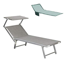 Totò Piccinni Salento Lettino Prendisole Pieghevole in Alluminio con TETTUCCIO Mare Spiaggia Piscina Giardino (Grigio)
