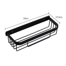 WDGNY Mensola Bagno Doccia Caddy Spazio Alluminio Foratura Bagno Griglia Mensola A Parete Rack Antiruggine Nero 34 cm 0728