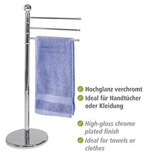 WENKO Parus Piantana Portarotolo e Scopino WC, Acciaio Inossidabile & 15148100 Piantana Portasalviette Exclusif - 3 Bracci Mobili, Acciaio, 48.5 x 90 x 28.5 cm, Cromo