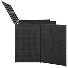 Oushome Copribidone Triplo Spazzatura Nero 229x78x120 cm in Polyrattan